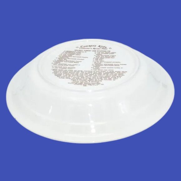 Vintage Watkins Country Kids Deep Dish Pie Plate Holiday Turkey Stuffing Recipe - Picture 6 of 7